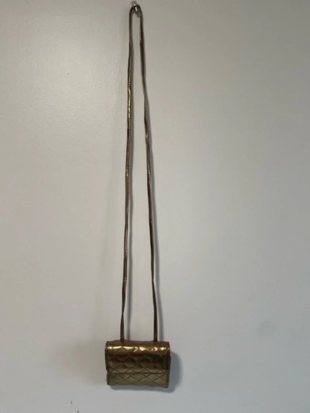 Tri-Fold Rose Gold Quilted Wallet / Crossbody  Mini Purse